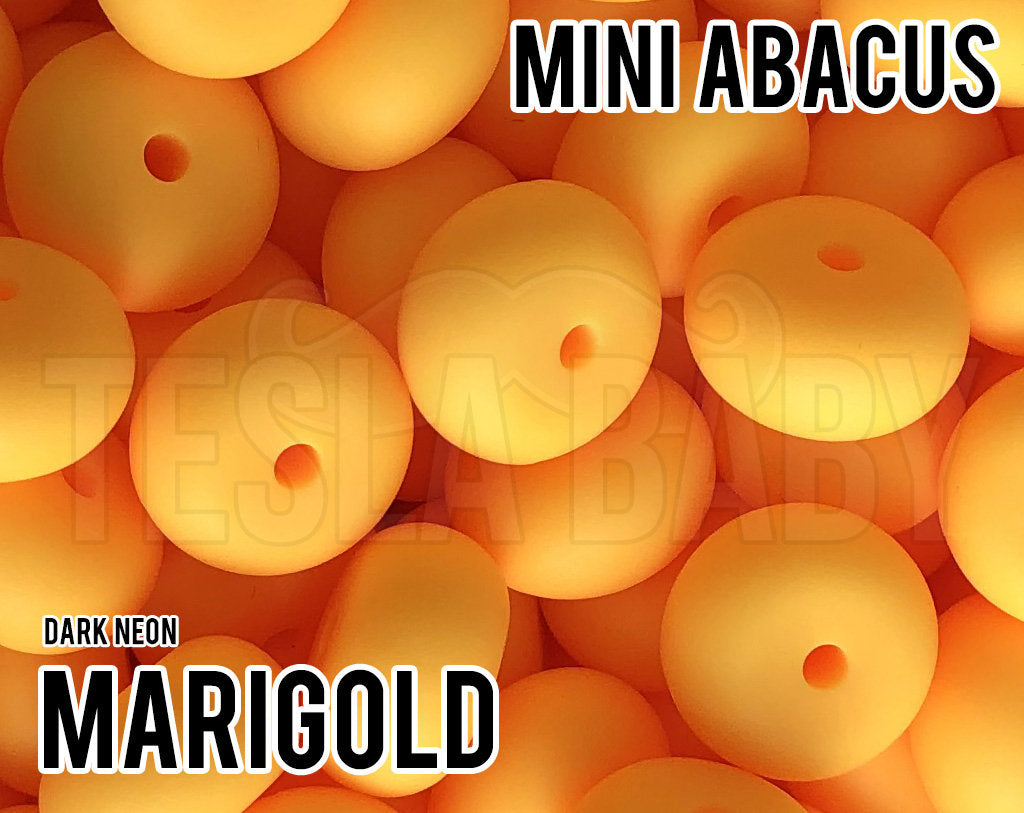 Mini Abacus Marigold Silicone Beads - Dark Neon - 5-1,000 (aka bright orange, neon orangish yellow) Bulk Silicone Beads Wholesale
