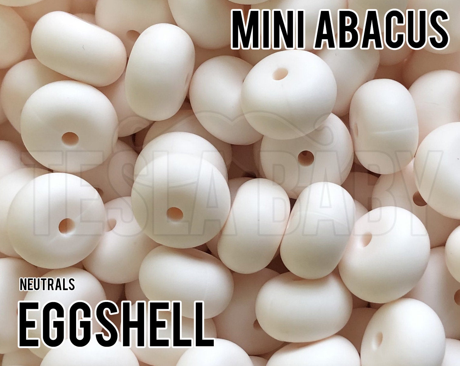 Mini Abacus Eggshell Silicone Beads 5-1,000 (aka off white, ivory, white, neutral) Bulk Silicone Beads Wholesale