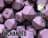 Silicone Beads, 17 mm Hexagon Enchanted Silicone Beads - Moody Palette - 5-1,000 (greyish purple, dark purple, muted purple) Bulk Wholesale