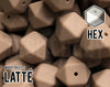 Silicone Beads, 17 mm Hexagon Latte Silicone Beads - Moody Palette - 5-1,000 (aka light tan, light brown) Bulk Silicone Beads Wholesale