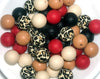 50 Bulk Silicone Beads - Leopard and Lipstick - Ivory Leopard, Black, Caramel, Red, and Ivory - Bulk Silicone Beads Wholesale
