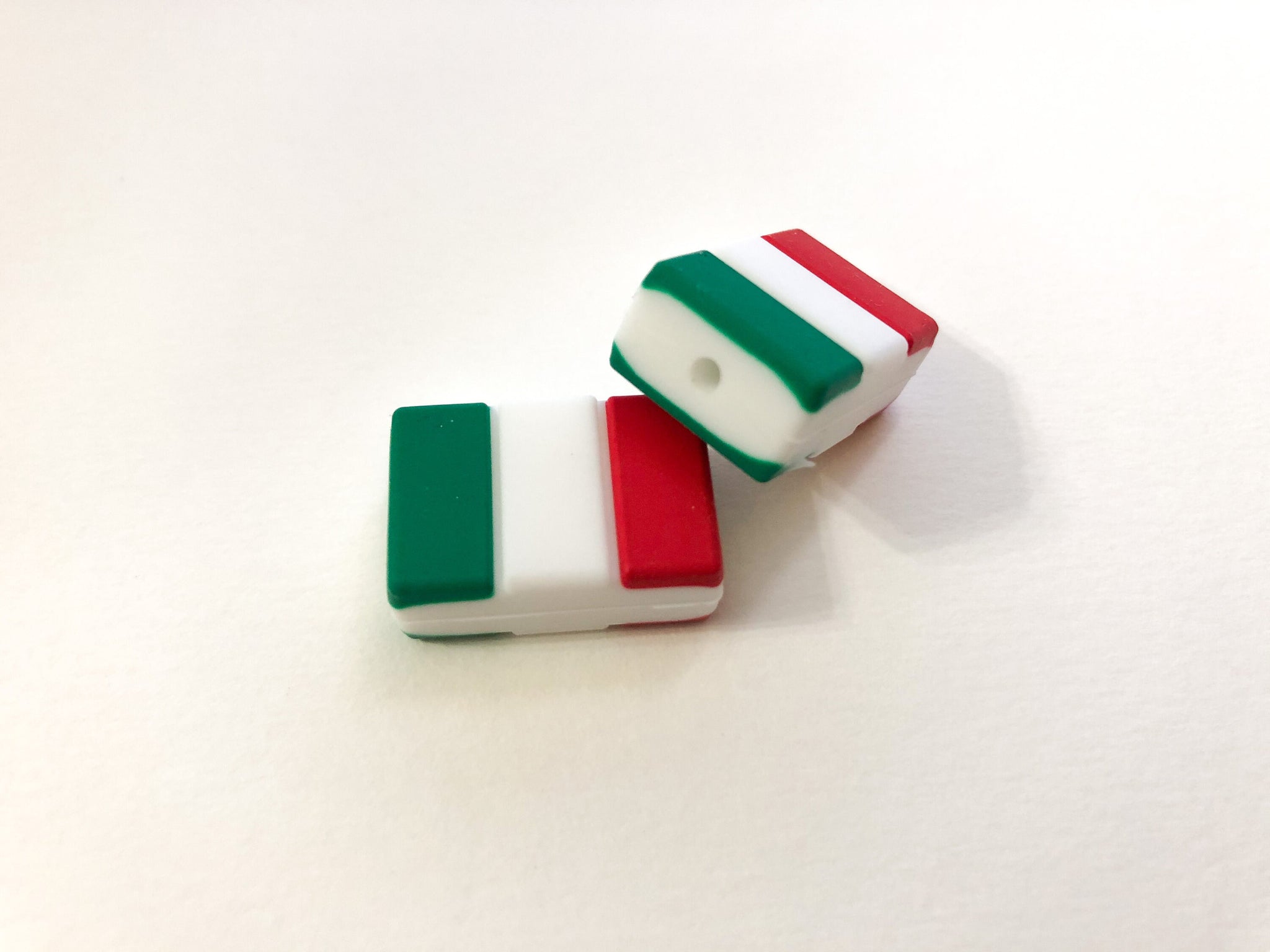 Silicone Italian Flag Focal Beads - Bulk Silicone Beads Wholesale - DIY Jewelry