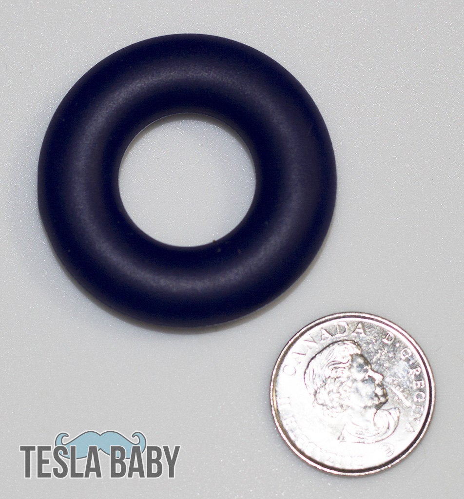 Black Silicone Ring Beads Pendant - Seamless Silicone Donut Beads