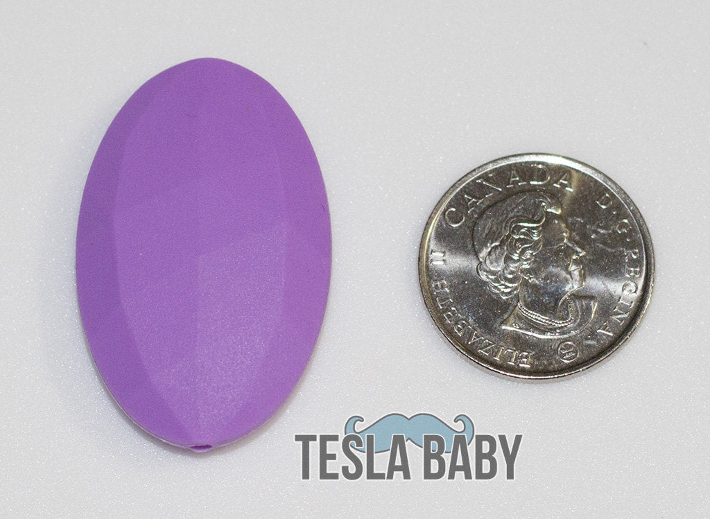 Lavender Flat Oval Silicone Beads