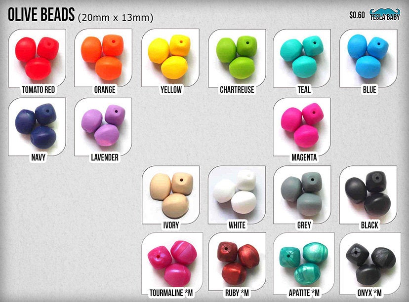 5-10 Olive Silicone Beads - Seamless Silicone Beads in 17 Colors