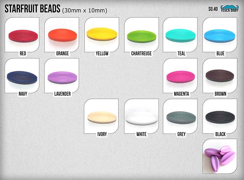 5-15 Starfruit Silicone Beads - Seamless Silicone Beads in 16 Colors