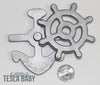 Silicone Teether - Wheel and Anchor in Bronze and Silver - Silicone Teething, Silicone Teether, Teething Pendant