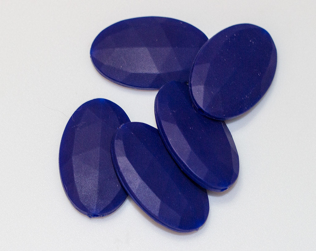Navy Flat Oval Silicone Beads