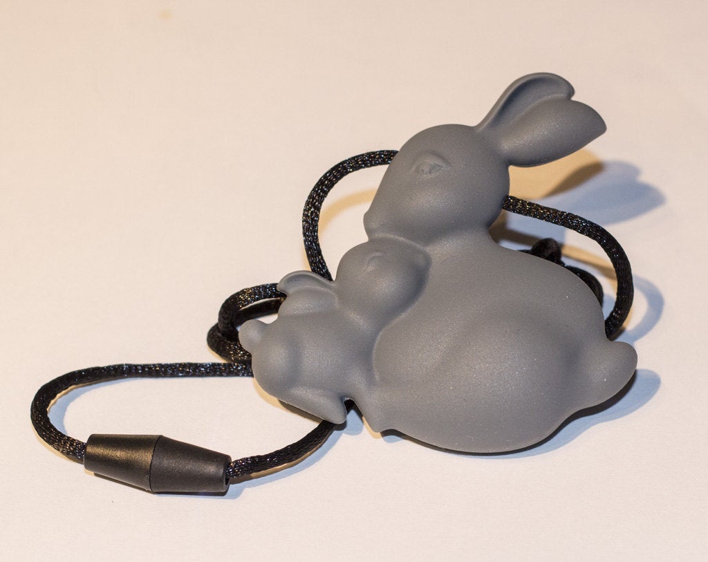 Silicone Bunny Teether - 2.5" x 2.5" Dove Grey Bunny Teether Pendant