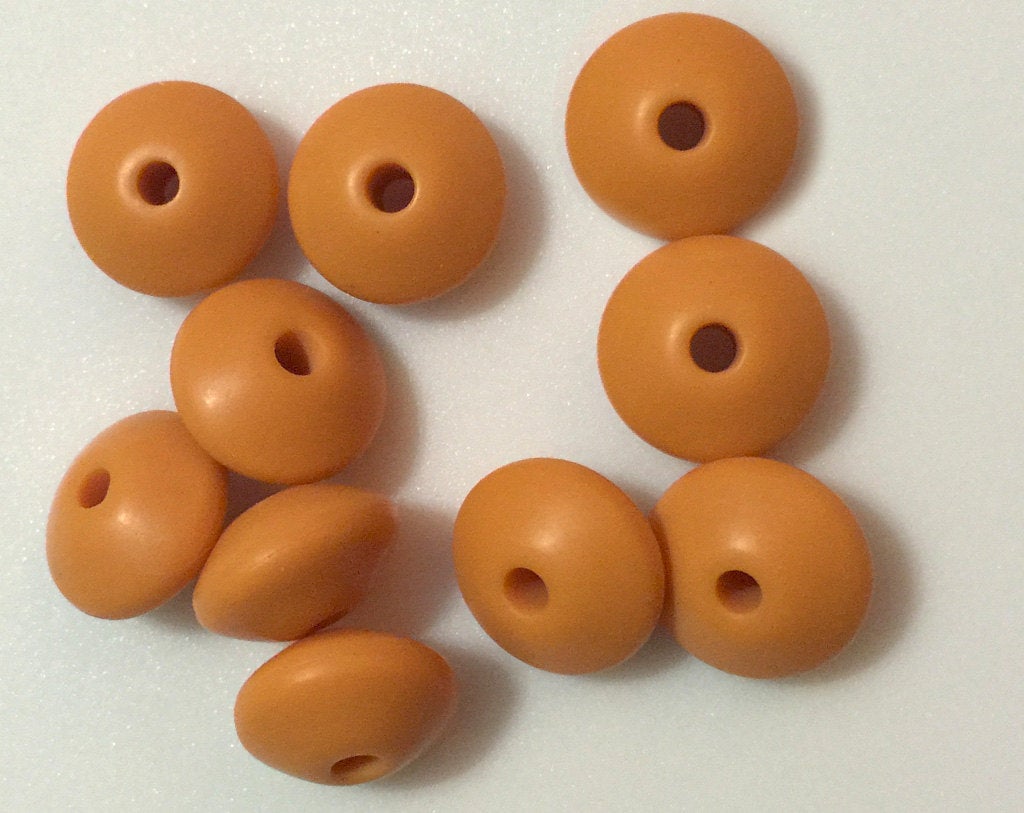 Small Abacus Lentil Saucer Silicone Beads in Mango - 12 mm x 7 mm