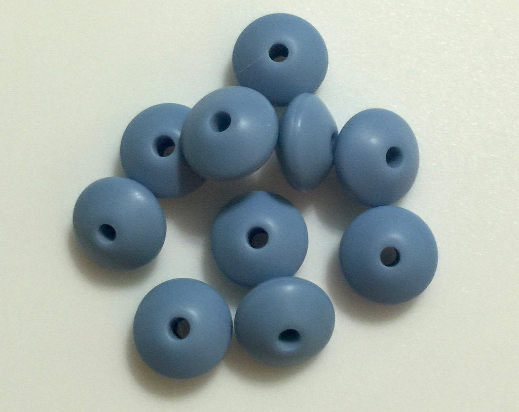 Small Abacus Lentil Saucer Silicone Beads in Powder - 12 mm x 7 mm