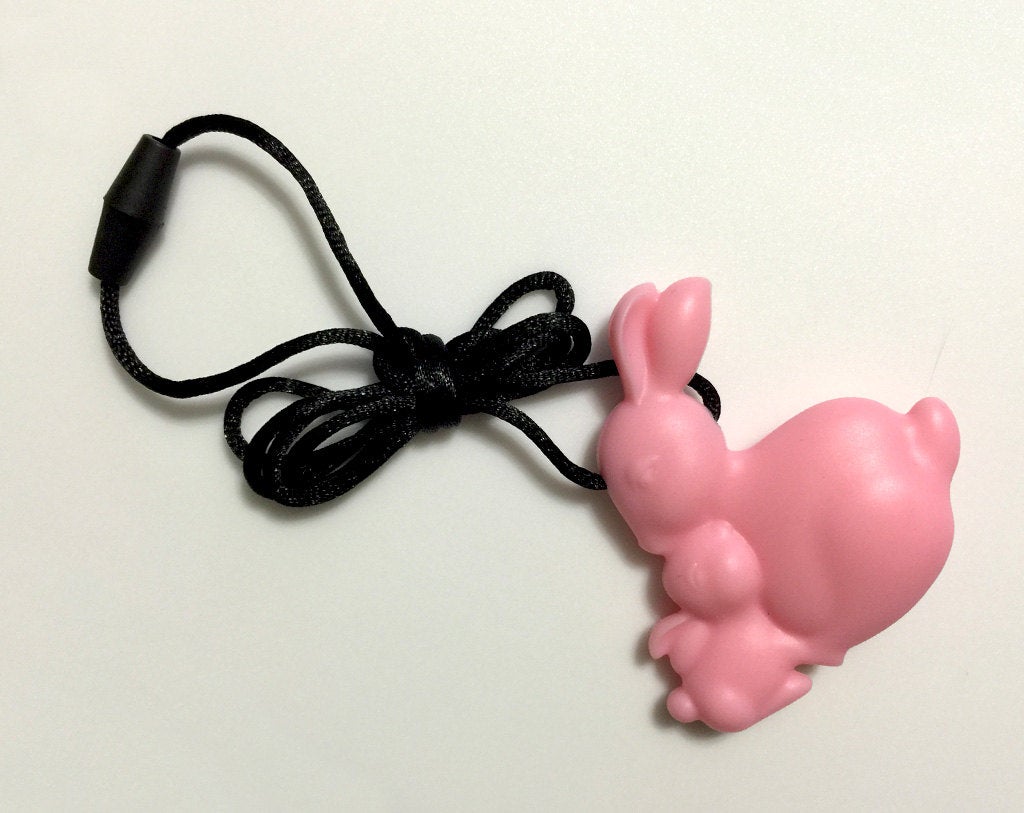 Silicone Bunny Teether - 2.5" x 2.5" Baby Pink Bunny Teether Pendant