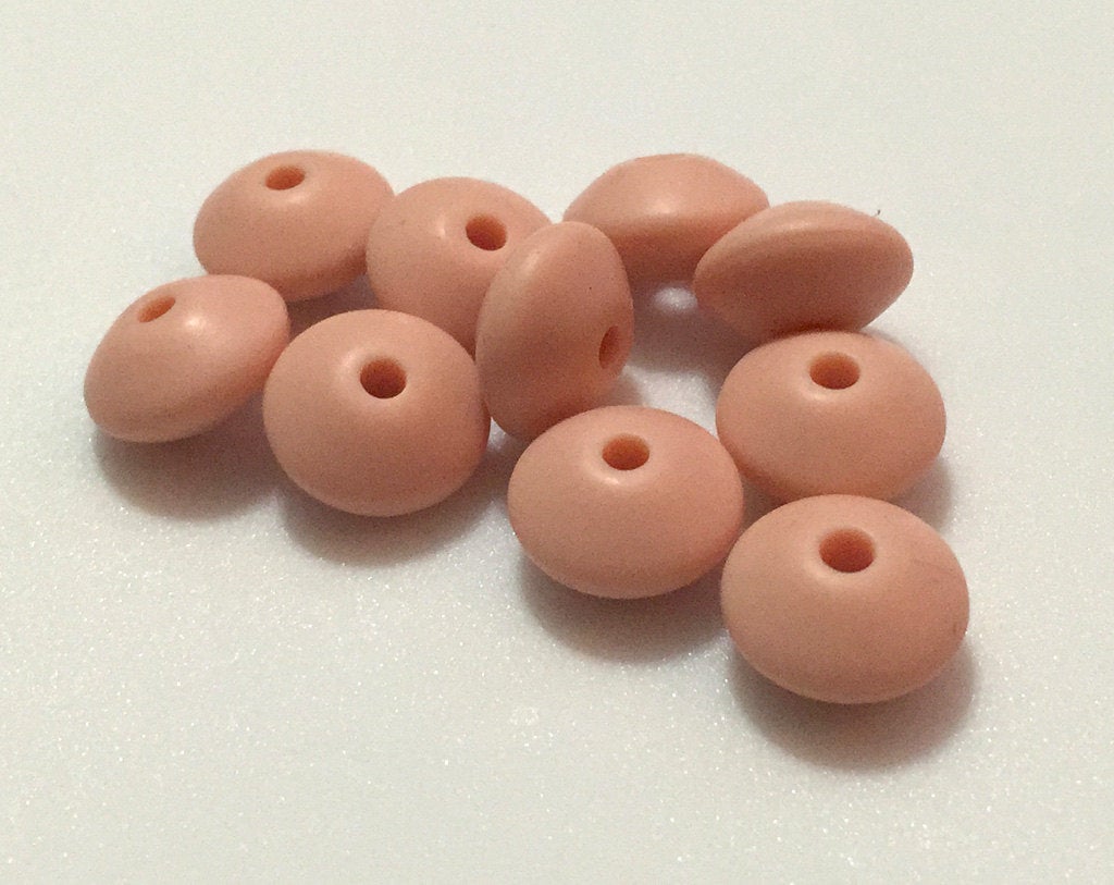 Small Abacus Lentil Saucer Silicone Beads in Porcelain - 12 mm x 7 mm