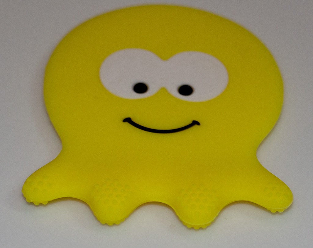 Silicone Octopus Teether in Yellow - Silicone Teething, Silicone Teether, Teething Pendant