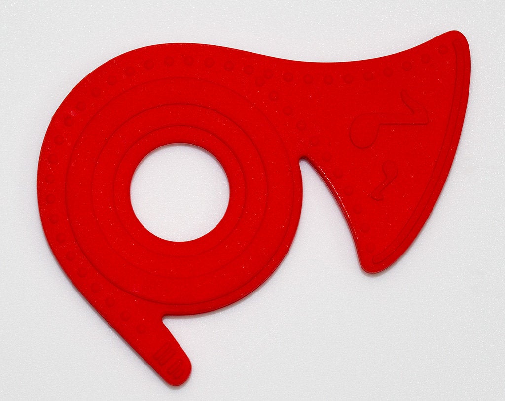 Silicone French Horn Pendant in Red - Silicone Teething, Silicone Teether, Teething Pendant