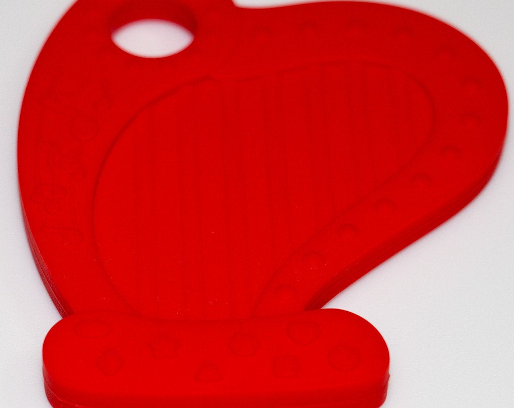 Silicone Harp Teether in Red - Silicone Teething, Silicone Teether, Teething Pendant