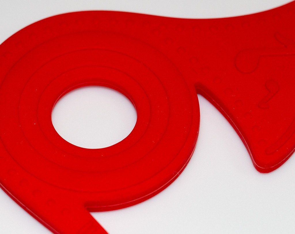 Silicone French Horn Pendant in Red - Silicone Teething, Silicone Teether, Teething Pendant