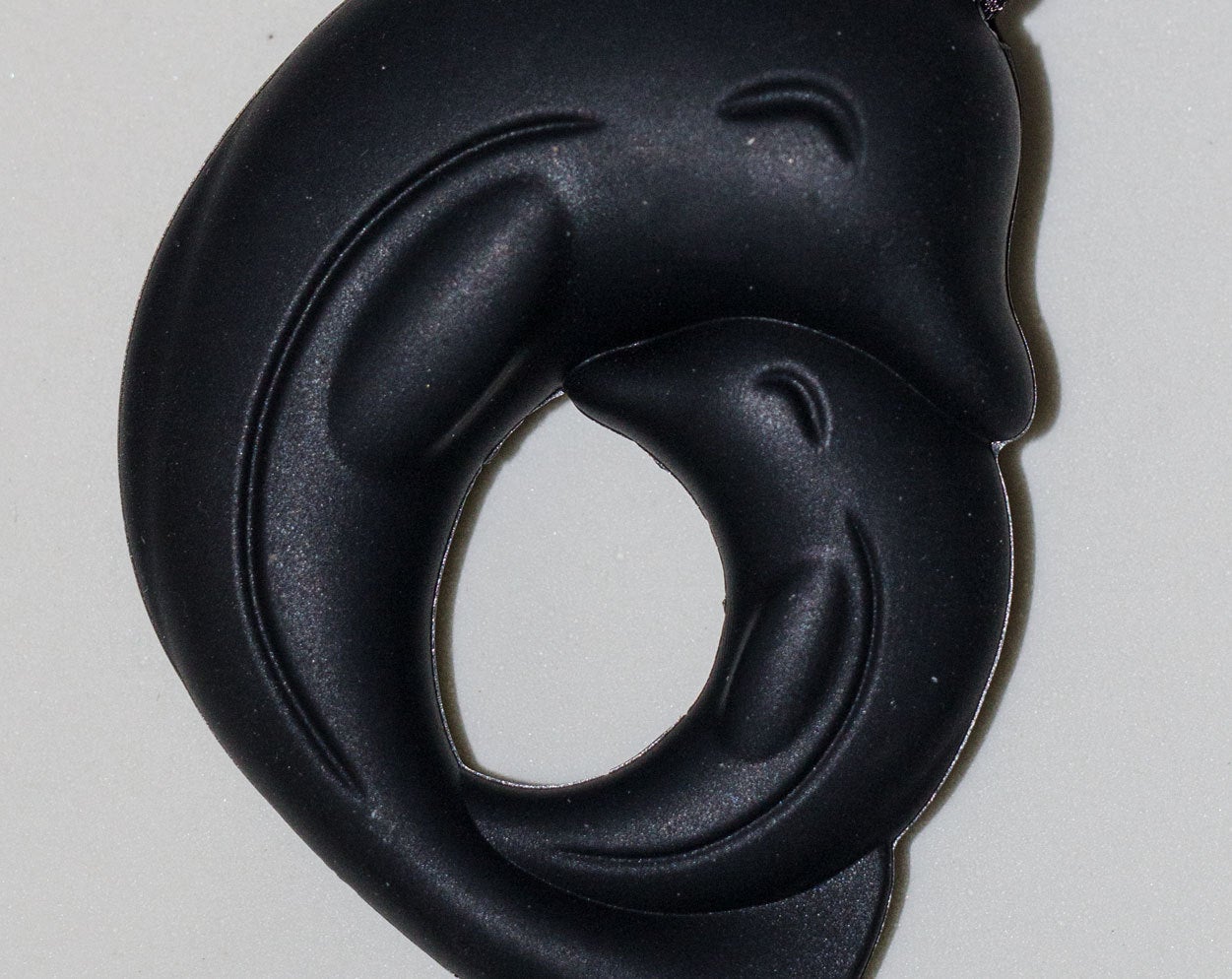 Dolphin Teether in Black on Black Cord