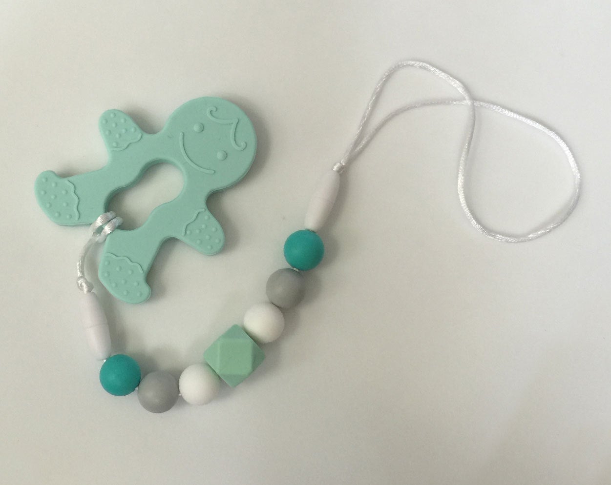 1 Silicone Gingerbread Teether / Pendant in Baby