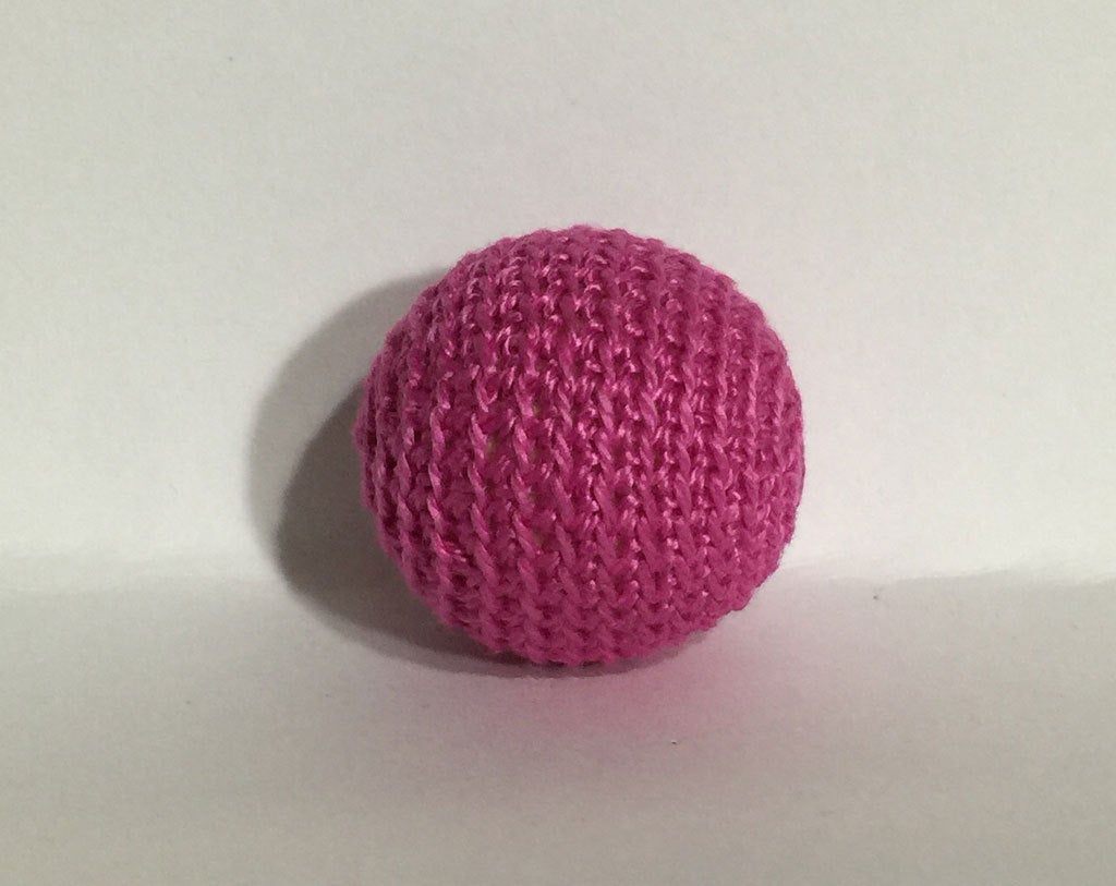1.06" / 27 mm Crochet Wood Bead in Bubblegum (4120) -  1 Hand Crocheted Birch Wood Ball for Teething