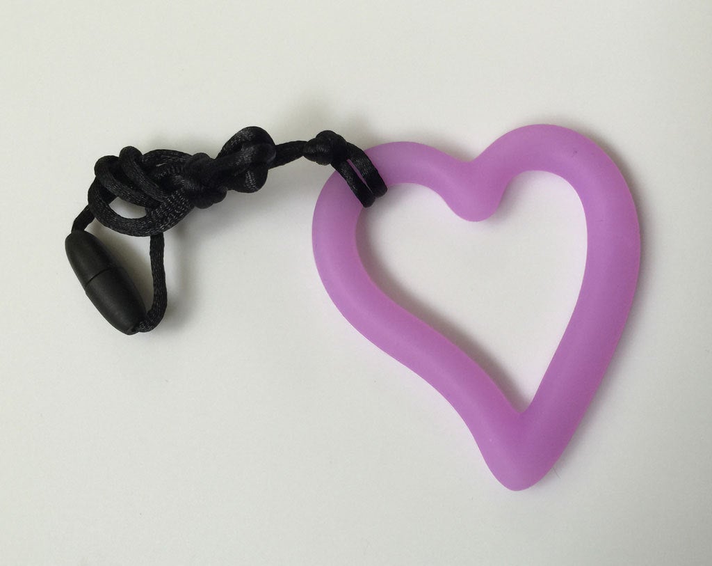 1 Silicone Heart Teether / Pendant in Purple - Silicone Teething, Silicone Teether, Teething Pendant