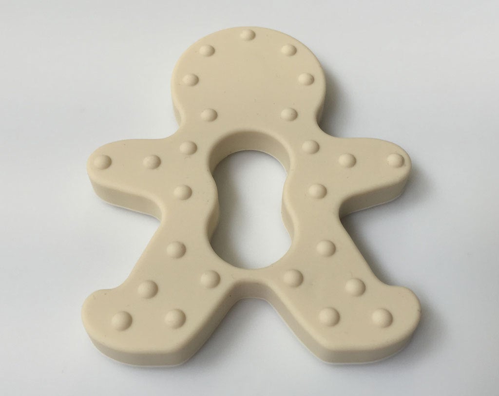 1 Silicone Gingerbread Teether / Pendant in Ivory - Silicone Teething, Silicone Teether, Teething Pendant